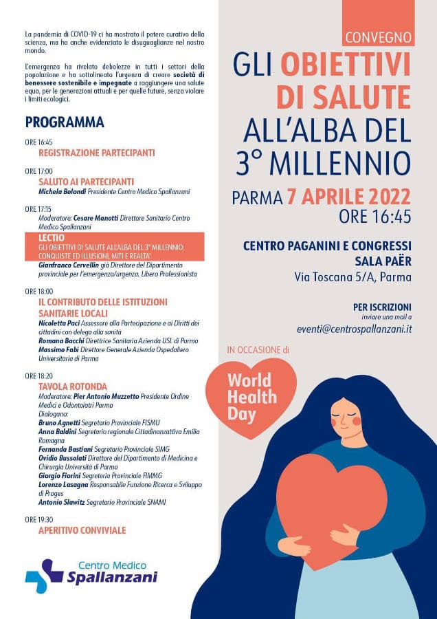 World Healthy Day: il 7 aprile incontro aperto “Gli obiettivi di salute all’alba del 3° millennio”